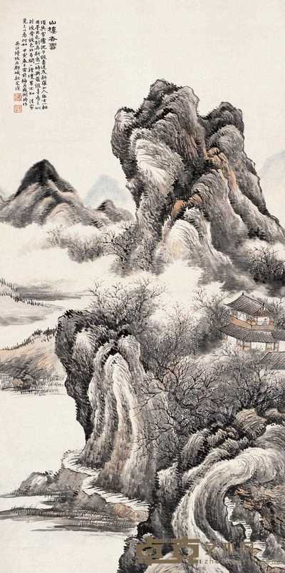 陆恢 甲寅（1914年）作 山楼香雪图 轴 132×65cm